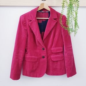 Boden Pink Fuchsia Velvet Blazer